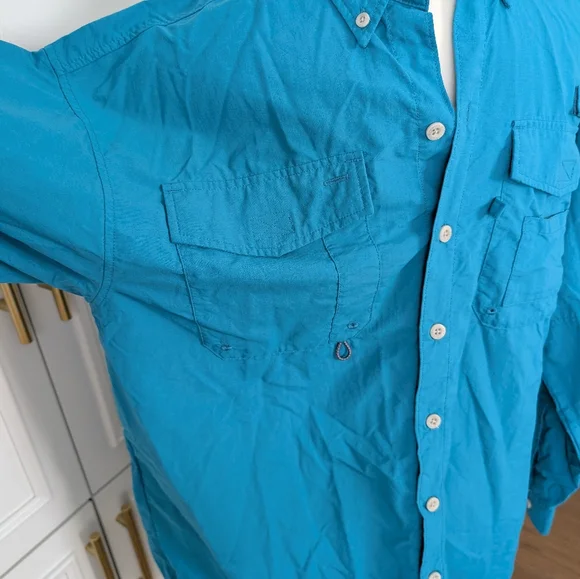 Columbia Men's Blue Fishing PFG Vented Shirt Size Small Jacket - Picture 10 of 10